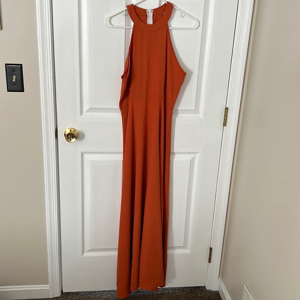 Size M burnt orange/rust colored halter top maxi Shein dress